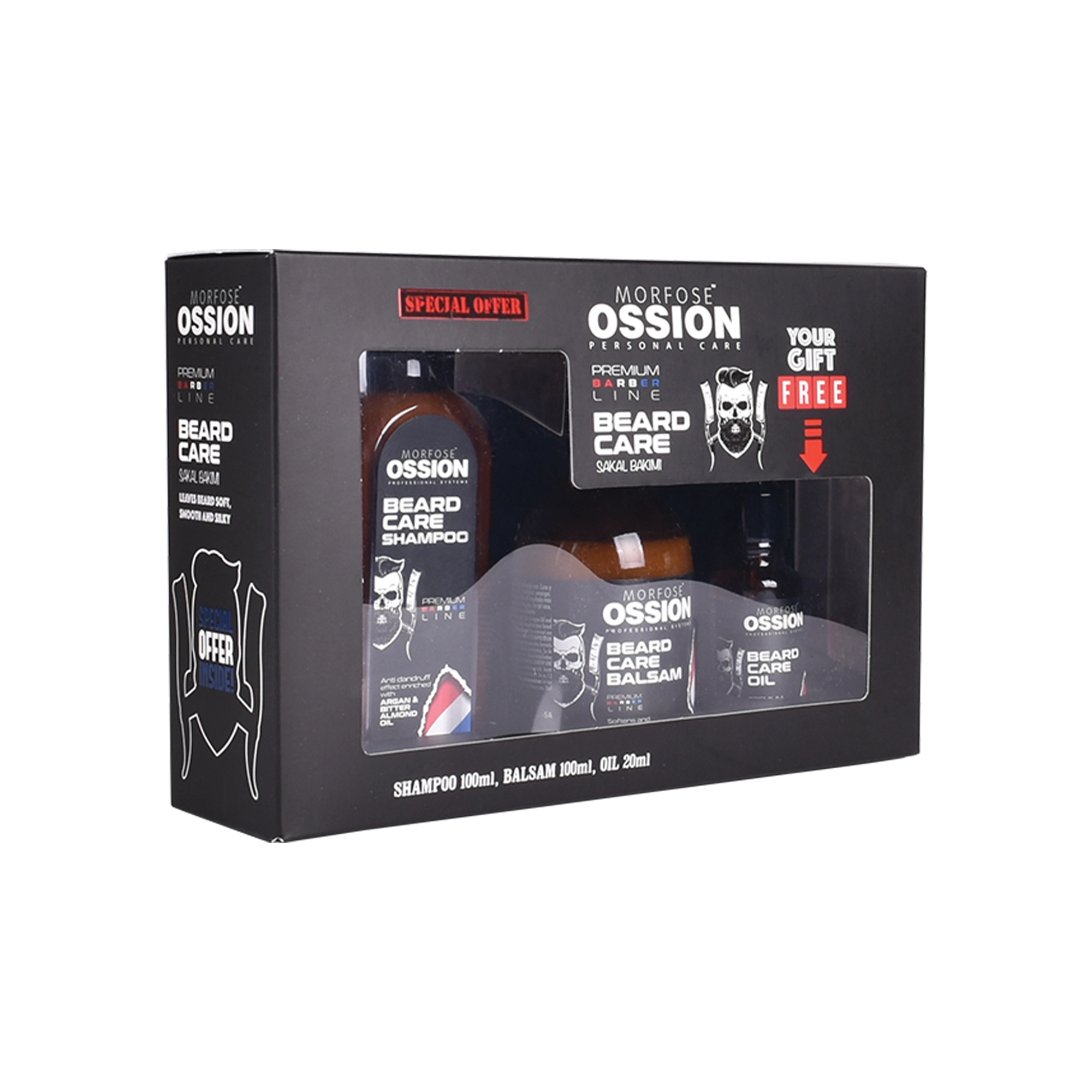 Morfose Ossion Beard Care 3er Set (Shampoo + Balsam + Oil)